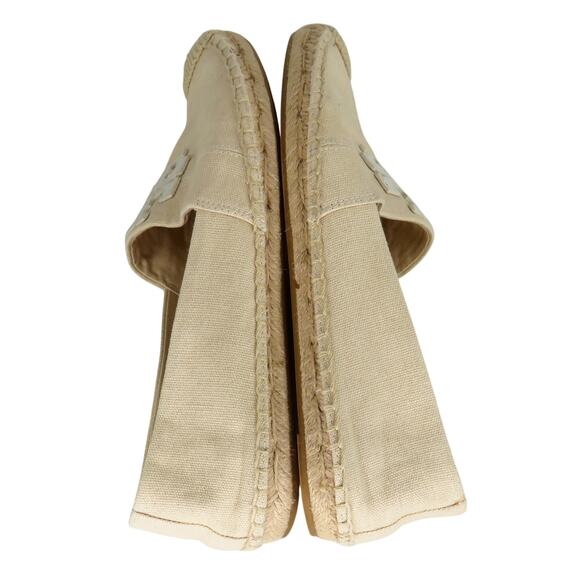 Tory Burch Weston Espadrille Flats Size 8.5 Cream Beige Natural Logo Flats - Picture 5 of 10